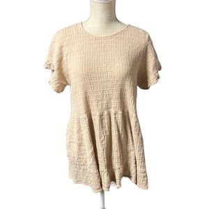Gigio USA Short Sleeve Blouse Shirt Tan Womens Size S